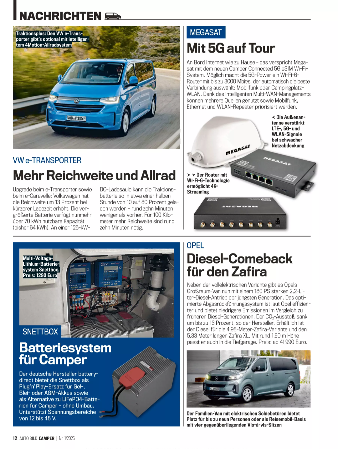 Auto Bild Camper Nr. 1-2026 19.03.2026 Batteriesystem für Camper